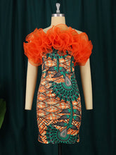 Mesh Patchwork Print Hip Wrap Dress