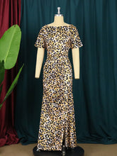 Leopard Print Short Sleeve Dress