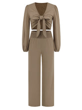 Bandage Crop top Slim Trousers Suit