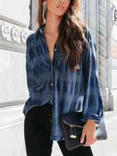 Loose Velour Pleated Lantern Sleeve Shirt