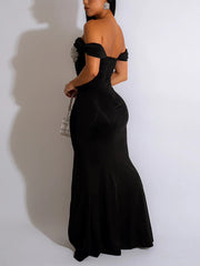 Off Shoulder Slit Party Dress