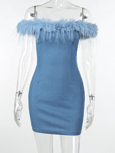 Strapless Hip Wrap Denim Dress