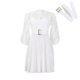 Lace Hollow out Pleated Dress