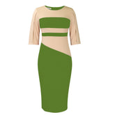 Half Sleeve Slim-if Wrap Hip Dress