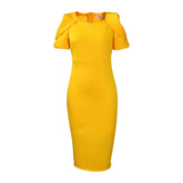 Short Sleeve Slim Midi Dress