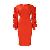 Round Neck Slim Wrap Hip Dress