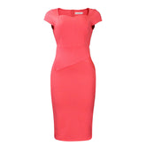 Short Sleeve Wrap Hip Slim Dress
