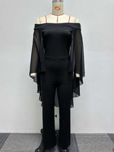Off Shoulder Chiffon Cape Jumpsuit