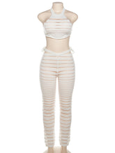 Fashion Stripe Crop top Shorts Suit