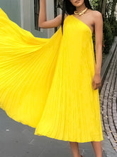 One Shoulder Pleated Dress