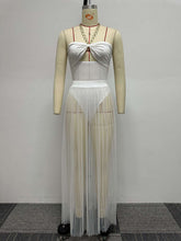 Halter Mesh Sheer Beach Skirt Suit