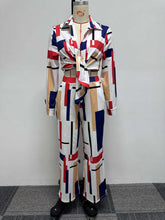 Irregular Print Shirt Trousers Set