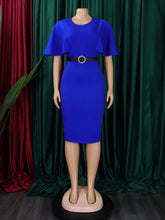 Round Neck Flare Sleeve Slim Dress