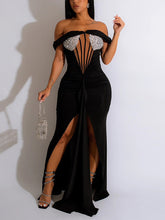 Off Shoulder Slit Party Dress