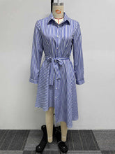 Stripe Asymmetry Shirt Dress