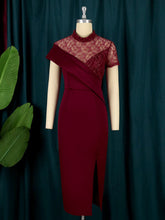 Lace Patchwork Slit Hip Wrap Dress