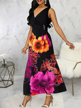 Print V Neck Sleeveless Dress