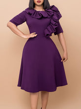 Solid Color Ruffles Slim Dress