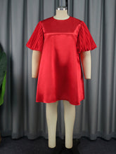 Pleated Puff sleeves A-line Dress