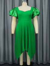 Irregularity Puff Sleeve Pleated Dress