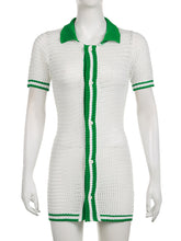 Hollow out Knit Shirt Dress