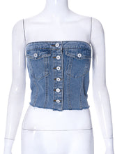 Sexy Denim Strapless Top
