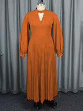 Fashion Lantern Sleeves Pleated Dress