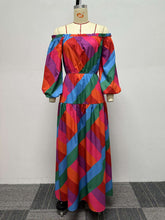 Print Off Shoulder Loose Dress
