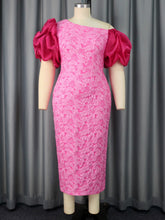 One-shoulder Puff Sleeve Dress