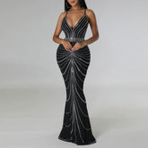 Rhinestone Backless Party Dress
