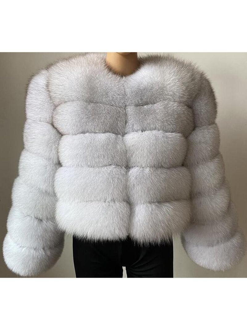 Classy Cropped Faux Fur Warm Jacket Coat