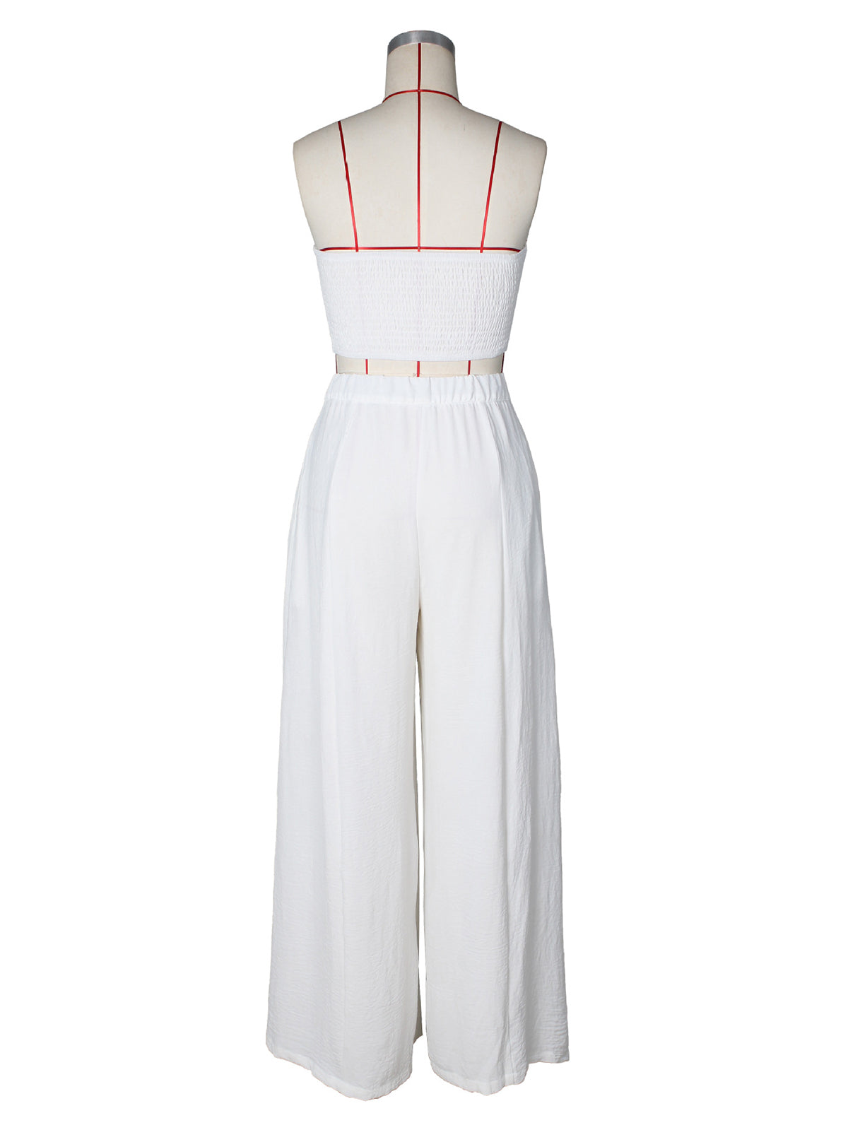 Fashion Elastic Strapless Tube Top Wide Leg Pants Sets