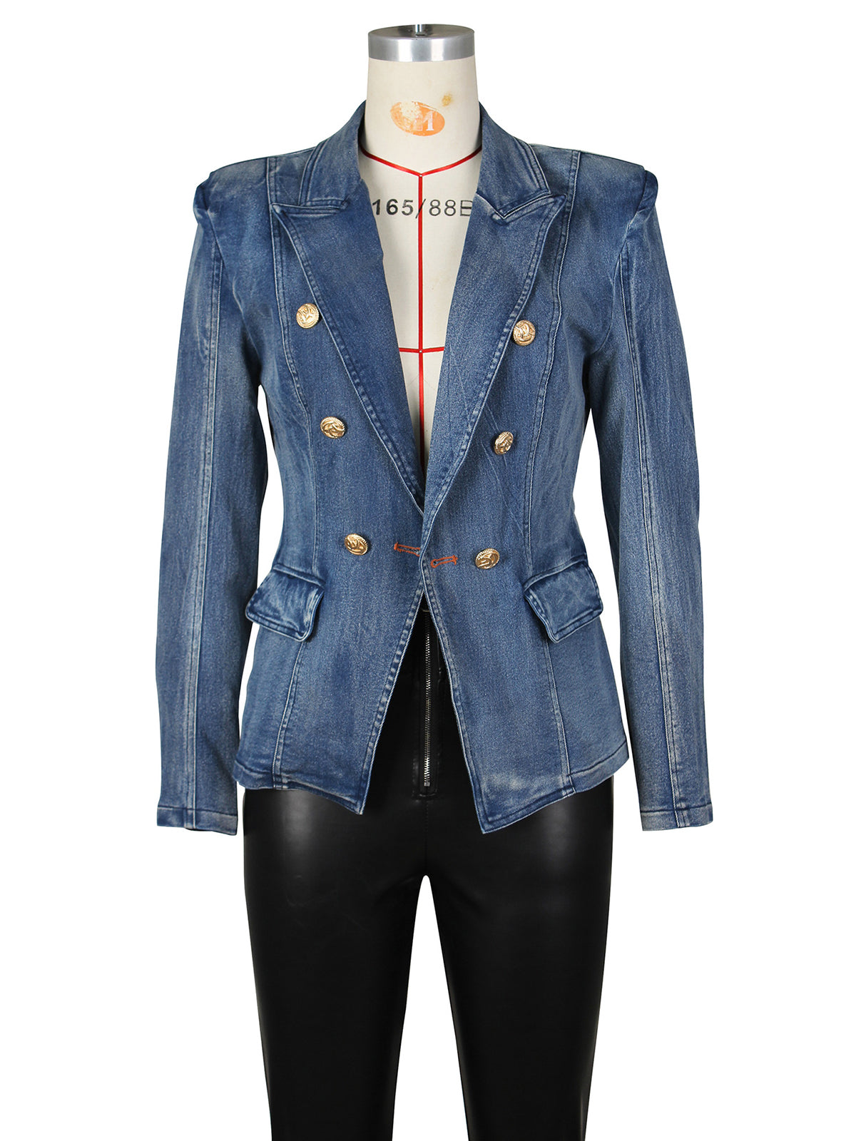 Casual Double-Breasted Denim Blazer