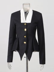 Contrast Trim Tailored Blazer-boutique
