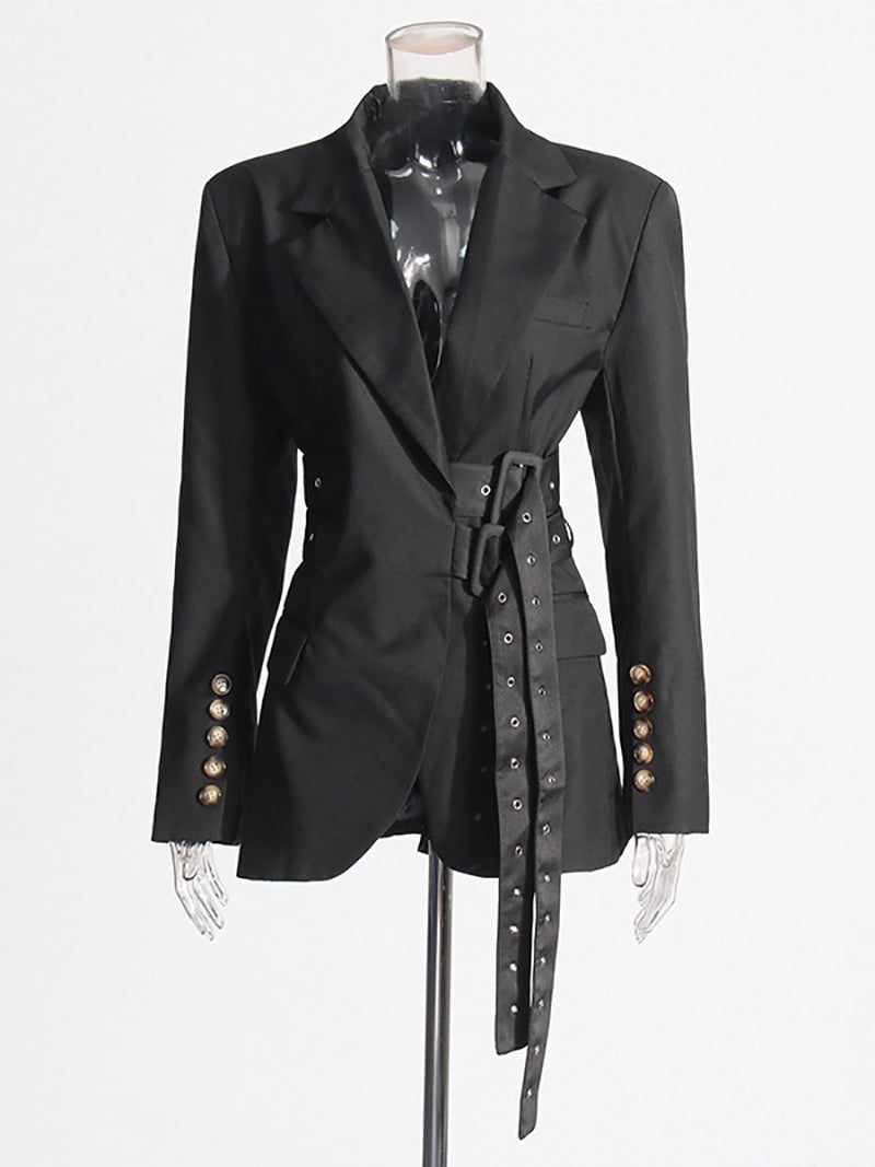 Fashion Double Belted Blazer