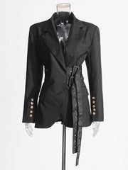Fashion Double Belted Blazer