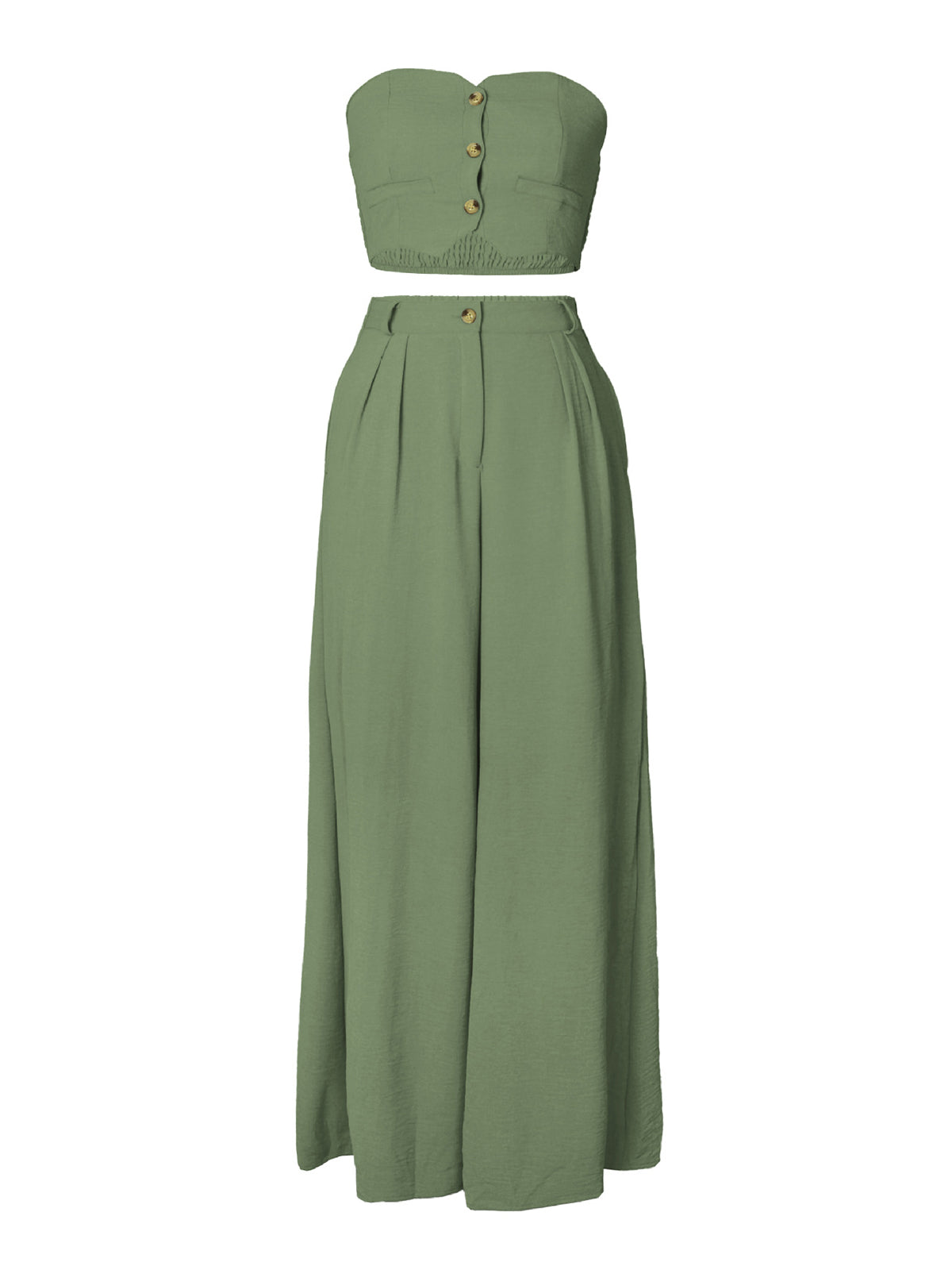 Fashion Elastic Strapless Tube Top Wide Leg Pants Sets