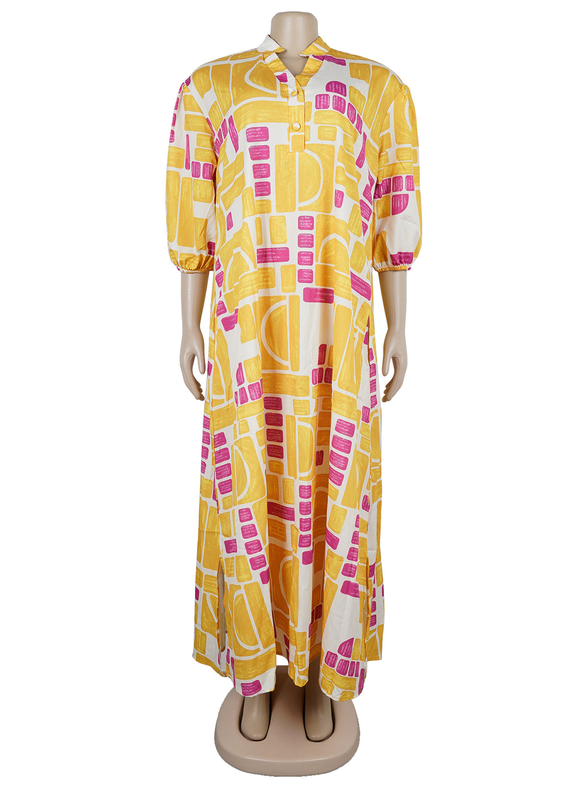 Casual Lantern Sleeve Print Loose Holiday Long Dress