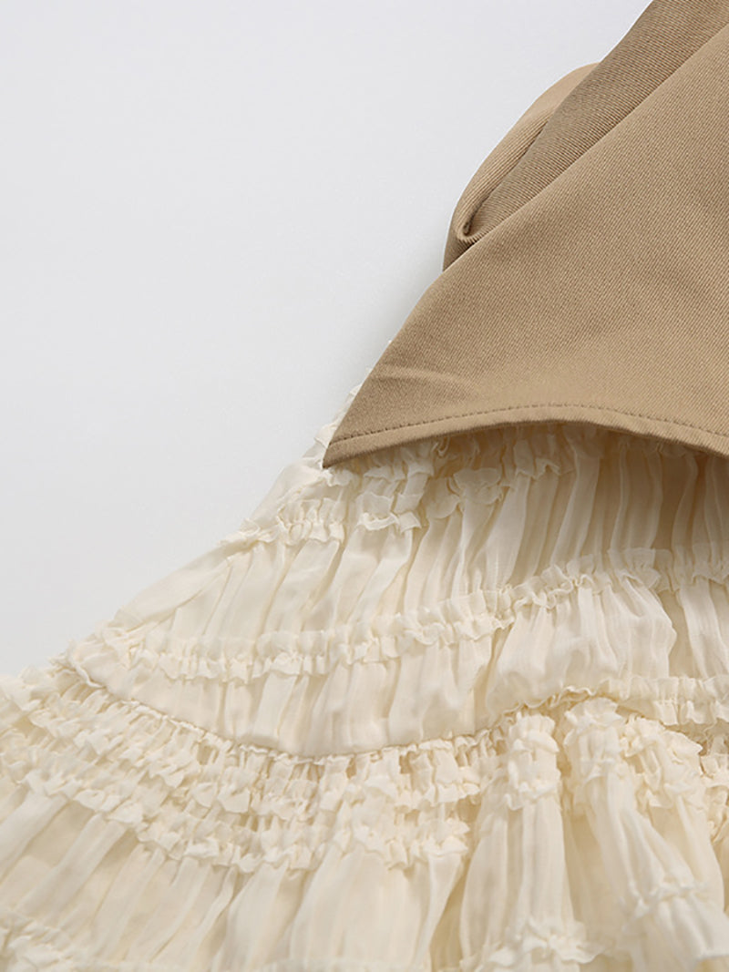 Fashion Irregular Lace Patchwork Trench Coat