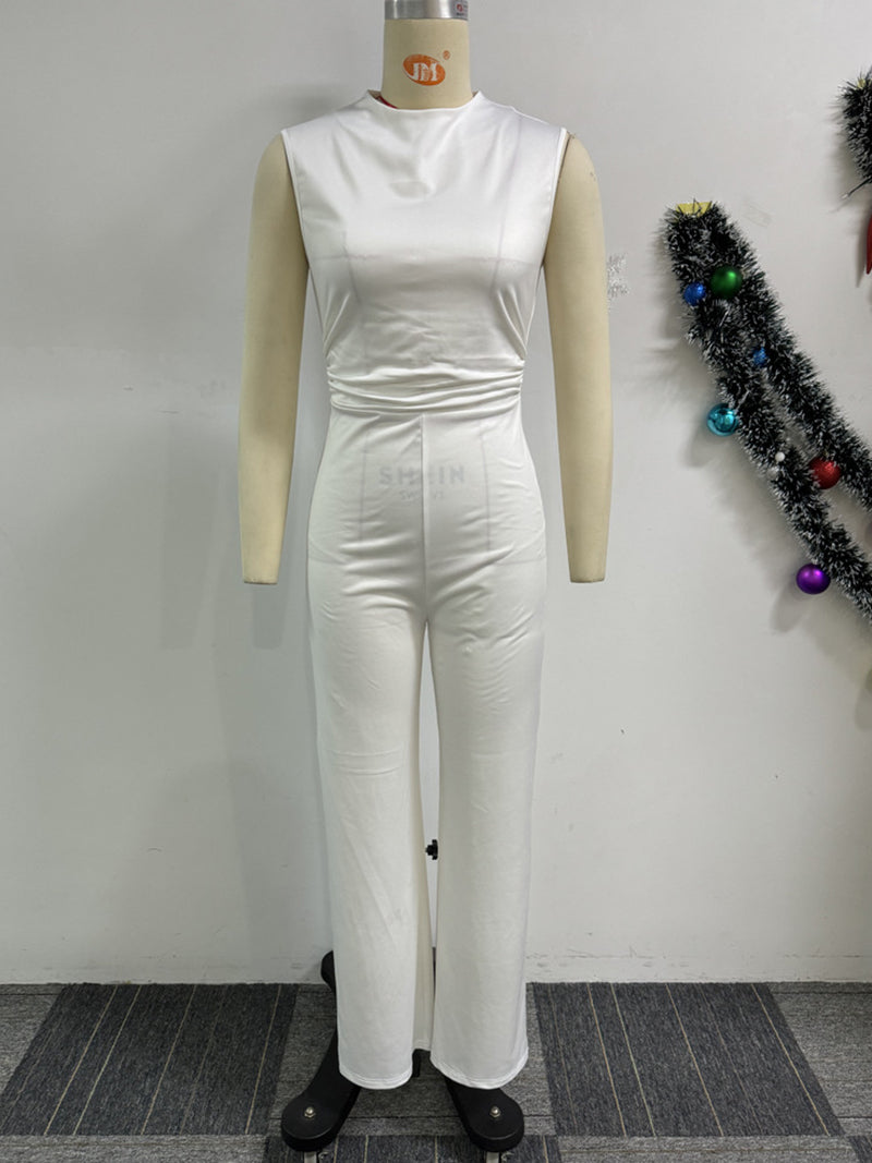 Elegant Sleeveless Solid Color Jumpsuit