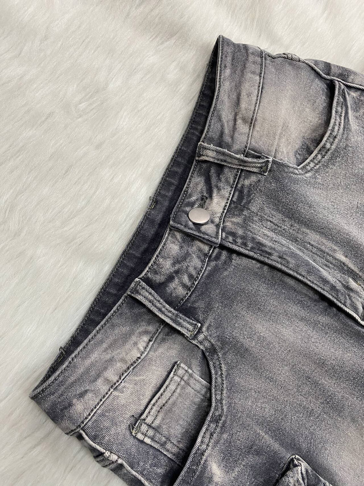 Casual High Wais Knee Length Denim Shorts