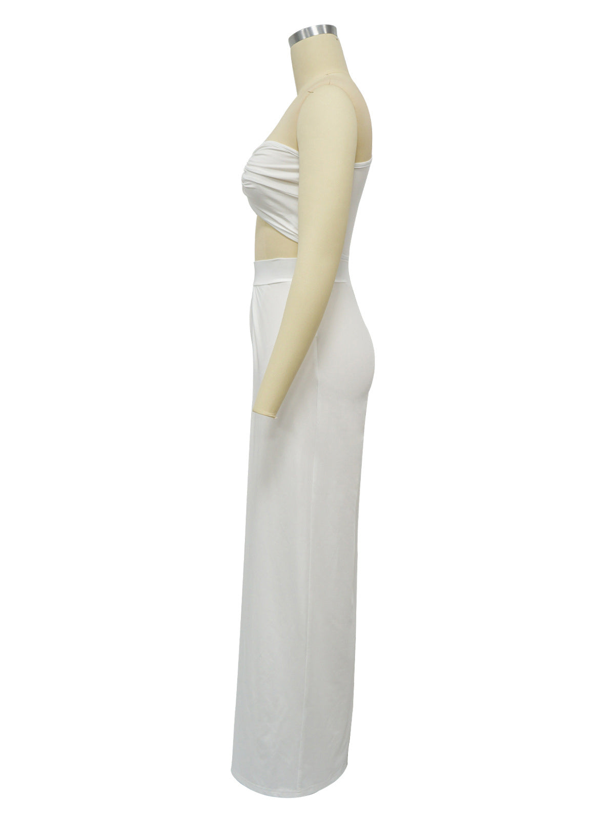 Elegant Solid Patchwork One Shoulder Fold Two Piece