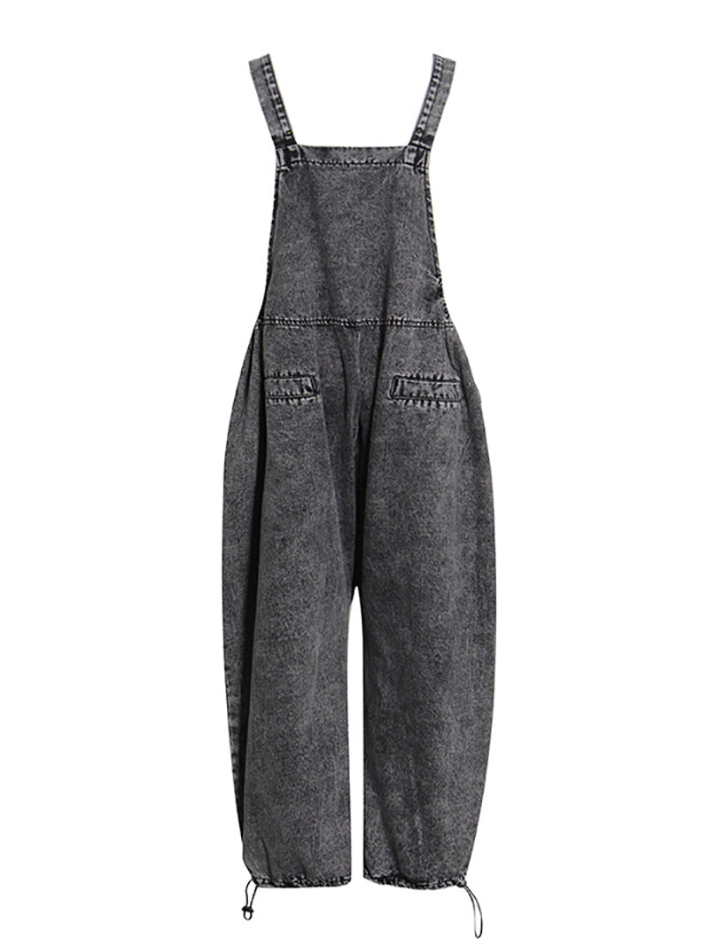 Casual Sleeveless Straight Leg Jeans Overalls