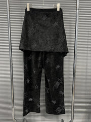 Fashion Velvet Irregular Hip Skirt Layered Pants