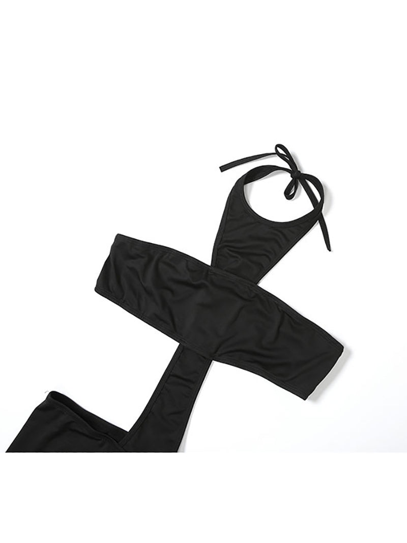 Sexy Halter Hollow Out Skinny Jumpsuit