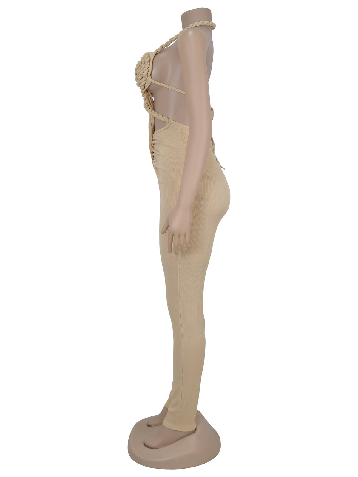 Sexy Twist Halter Backless Lace-up Hollow Out Jumpsuit