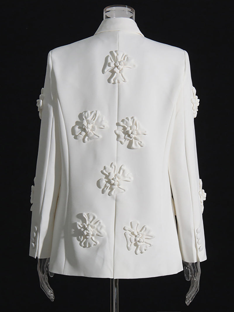 Fashion Floral Embellished Slim Blazer