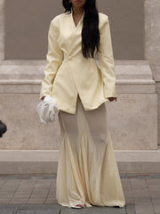 Fashion Slim Blazer Mesh Sheer Long Skirt Sets