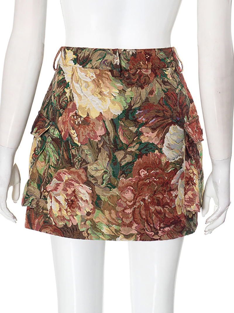 Tea Time Jacquard Mini Skirt