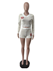 Knit Collared Crop Top And Shorts Casual Sets